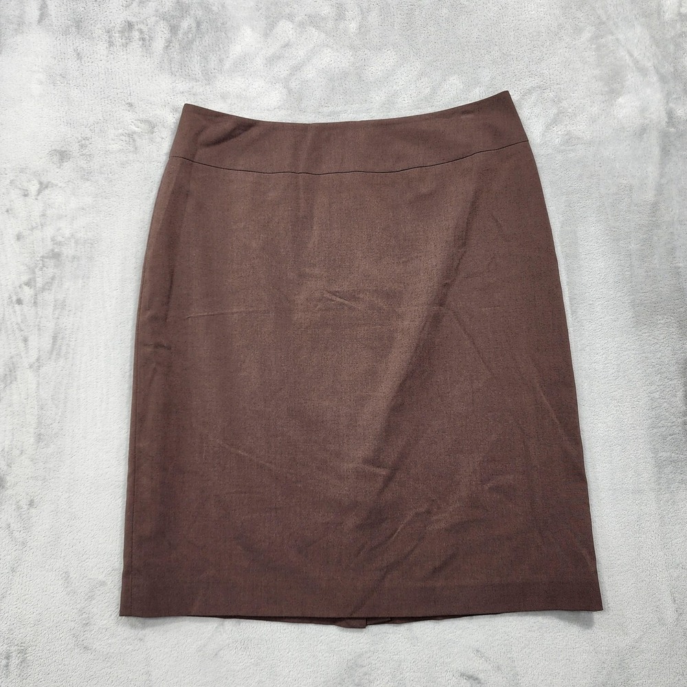 Covington Skirt Womens 10 Brown Twill Pencil Knee Length Lined‎ Stretch Office